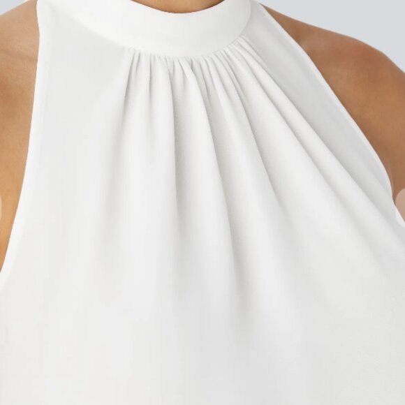 NWT Halara Keyhole Back Halter Blouse - White – L - Picture 3 of 5